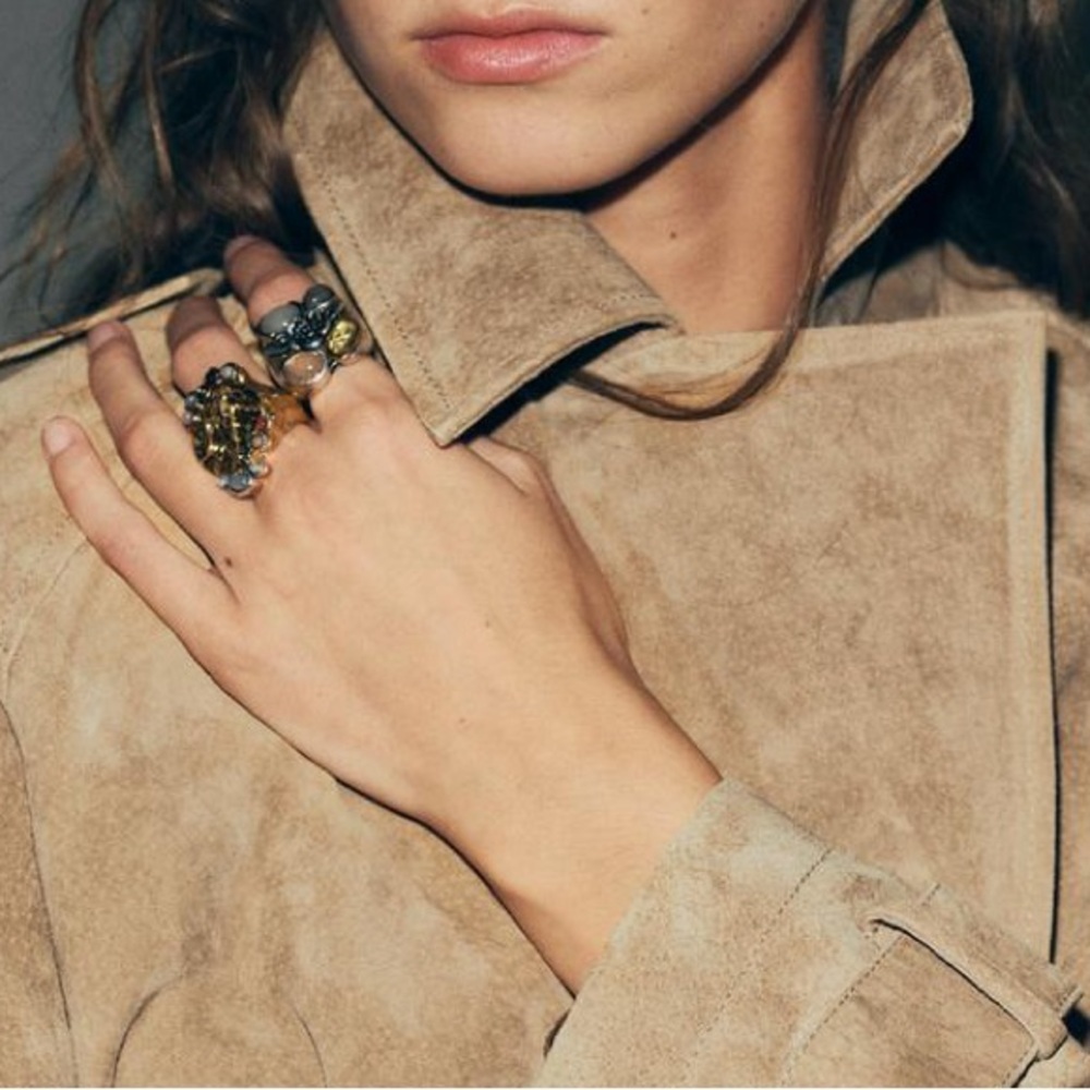 NWT Zara M 2 Pack Resin Stones Rings